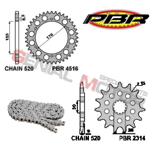 EK1233G Kit Catena Corona Pignone 18 42 520 PBR TRIUMPH SPEED TRIPLE 2005 > 2012 - Imagem 2 de 2