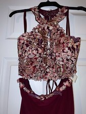 Burgundy 2 piece Prom Dress