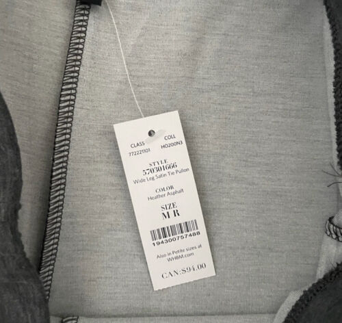 Neu mit Etikett WHBM breitbeinige Anziehhose mit Satin Kordelzug Größe Medium grau - Bild 5 von 6
