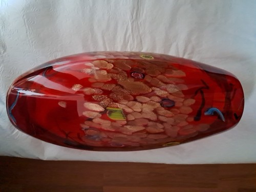Italian Murano Red Millefiori Hand Blown Glass Vase 16 3/4" 14lb Armi? Anri? - Picture 6 of 16