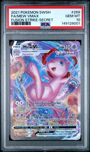 2021 POKEMON SWORD & SHIELD FUSION STRIKE SECRET #269 FULL ART/MEW VMAX PSA 10