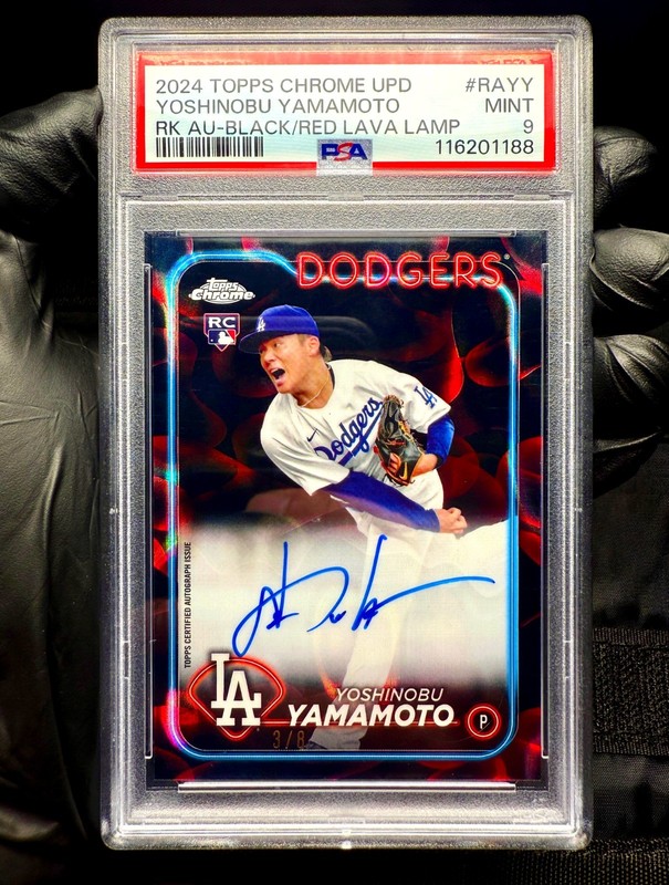 2024 Topps Chrome Yoshinobu Yamamoto ROOKIE Black Red Lava Lamp Auto /8 ebay 1/1