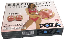 POZA Inflatable Beach Confetti Balls Set of 2 16" Rose Gold Pool Float