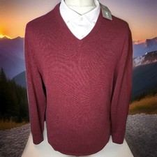 Galeria Seide Kaschmir Pullover V-Neck XXL Weinrot V-Neck Feinstrick Herren NEU