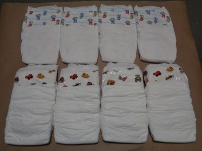 Lot of 8 Vintage Pampers Baby Dry Size 2 and Medline Dry Time Diapers Size 3