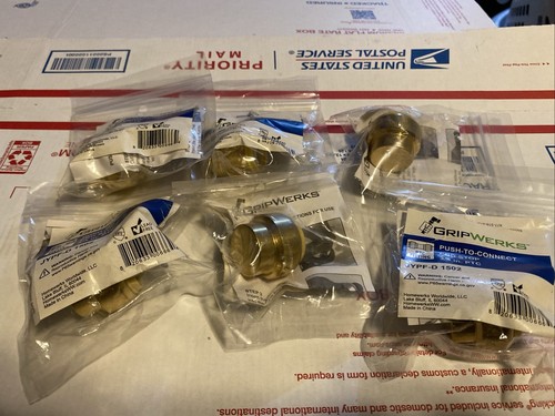 Plug End Cap Pipe Fitting Push to Connect Pex, Copper, CPVC, 3/4", Brass, 6-Pack