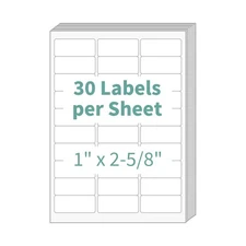 30 up 1" x 2-5/8" Shipping Labels, 150 Sheets (4500 Labels) White Sticker Add...