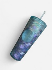 Starbucks Mermaid Scale Iridescent Cold Drink Tumbler With Straw Venti 24oz