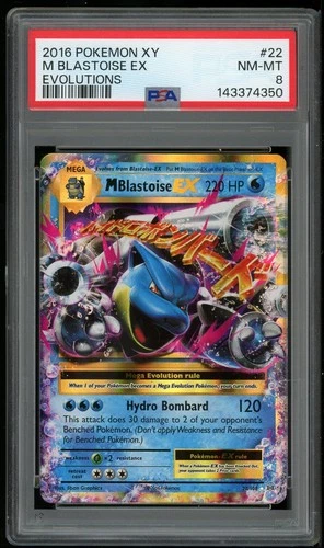Pokemon Mega Blastoise EX Holo Ultra Rare 22/108 Evolutions PSA 8 NM/MT
