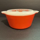 Vintage Pyrex Friendship Casserole Dish Red Bowl Glass Lid Birds 1.5 QT # 474 B