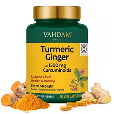 VAHDAM, Turmeric Ginger with 1500mg Curcuminoids Extra Strength Added Gin...