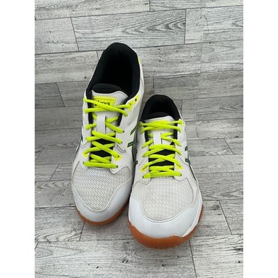 Asics Gel Rocket 10 White Blue Yellow Athletic Badminton Volleyball Shoes US 8.5