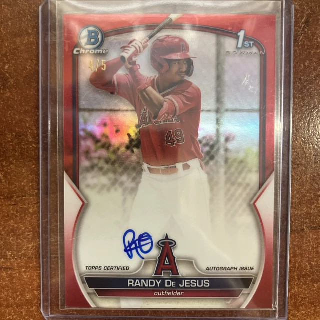 2023 Bowman Draft Chrome 1st Auto Randy De Jesus True Red /5 NM-MT