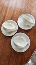 Trio of Thomas Ivory Bavaria Cup and Saucers Fishscale Scalloped Pattern 1938-52