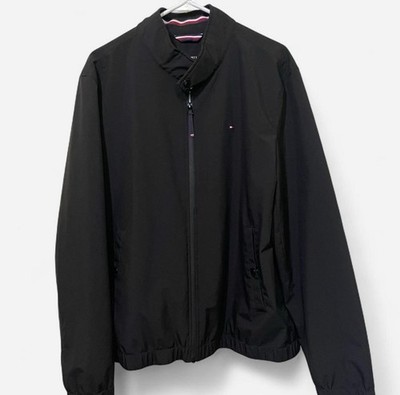 Tommy Hilfiger Black Classic Sleek Jacket Lightweight Wind/Water Resistant Sz L