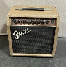 Fender Acoustasonic 15 Acoustic Guitar Amplifier 15W Tan Brown Tested Works