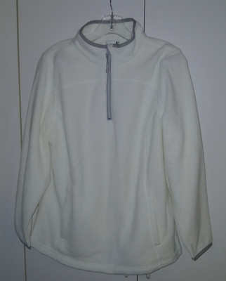 AproductZ GmbH LADIES IVORY LS 1/2-ZIP FLEECE-NEVER WORN-NO TAGS-GRAY TRIM-NICE