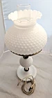 VTG Fenton Style Hobnail Milk Glass Student Lamp w/ Chimney