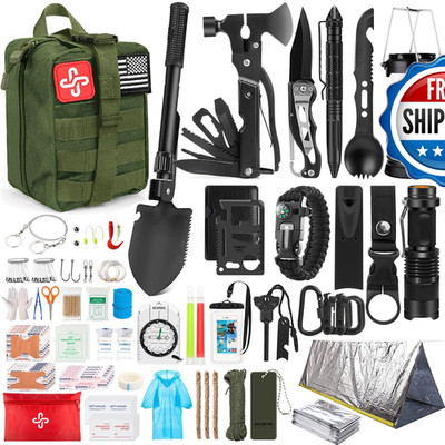 Hihegd Survival Kit 250Pcs Survival Gear First Aid Kit Molle System Compatible