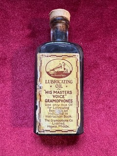 78Rpm Related HMV Bottle of Gramophone Lubricating Oil with Contents!