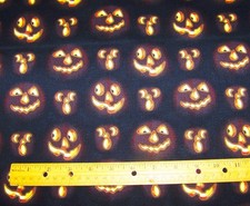 1 yd Free Spirit GLOW IN THE DARK PUMPKINS on BLACK 100 Cotton Fabric HALLOWEEN