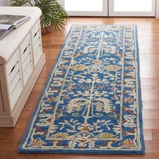 Antiquity Collection Runner Rug - 2'3" X 8', Dark Blue & Multi, Handmade Traditi