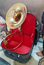 SOUSAPHONE 22"BELL SIZE GOLDEN POLISH MADE OF PURE BRASS CASE BOX FREE SHIPPING