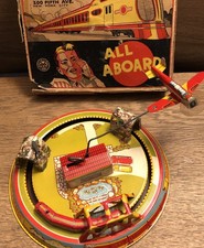 1950s Tin Windup Marx Honeymoon Express - Airplane Version Working