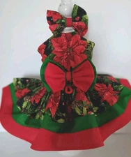 DOG HARNESS Christmas POINSETTIA NEW HANDMADE  FREE SHIPPING