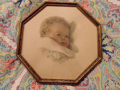 Antique Bessie Pease Gutmann On Dreamlands Border Blonde Baby Orig Polygon Frame