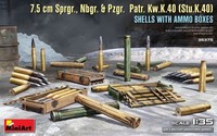 Miniart 35375 1/35 7.5 Cm Granaten Kw.K.40 Sprgr. Nbgr. Pzgr. Mit Ammo Bo