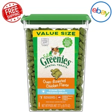 Greenies Feline Adult Dental Cat Treats, Oven Roasted Chicken Flavor, 9.75 oz.