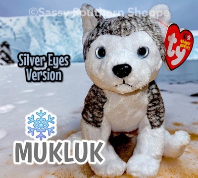   MUKLUK   2003 Ty Beanie Babies Alaskan HUSKY Dog (Silver Eyes) *MWMT*