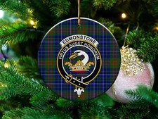 Edmonstone Clan Scottish Tartan Crest Ceramic Ornament