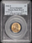1941-S Lincoln Wheat Cent PCGS MS-66 RD Omaha Bank Hoard