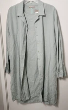 Coldwater Creek Set Linen Shirt & Shift Dress XL Pastel Green Vintage Coastal