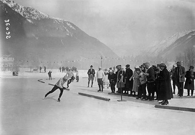 France Speed skating in Chamonix France A speed skater on the fina- Old Photo
