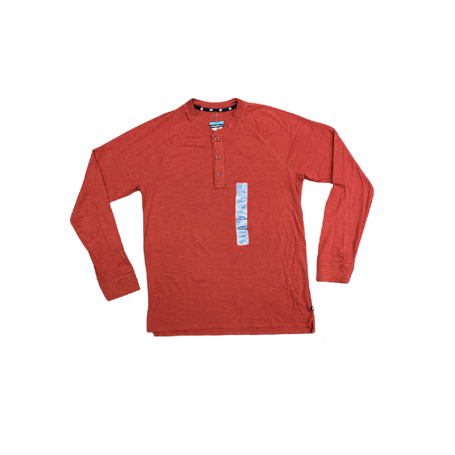 Мужская рубашка Henley с длинным рукавом и 3 пуговицами из 100 хлопка GAP кирпично-красный L 3990₽