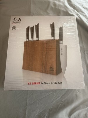 Cangshan Y2 Series 6-Piece Knife Set NSF Certified German Steel Acacia Block