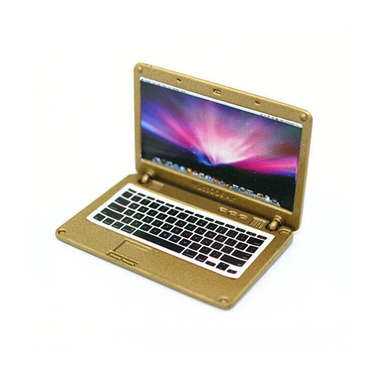 4Pcs 1:12 Miniature Metal Computer Laptop Notebook Dollhouse Office Accessories - Image 4 of 4