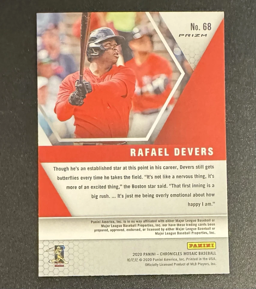 Rafael Devers 2020 Panini Chronicles Mosaic Silver #68 - Boston Red Sox - Image 2 of 2