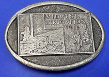 Midwest Irrigation Co. Vintage 1983 Silver Tone Company Promo Adezy Belt Buckle