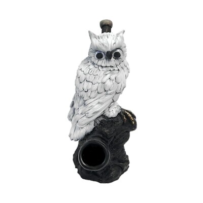 White Owl Handmade Tobacco Smoking Hand Pipe Nocturnal Wise Bird Night  Animal