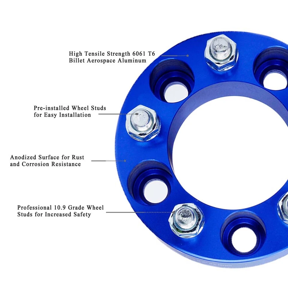 Pacote com 4 adaptadores espaçadores de roda 2" 5x4,5 para Jeep Wrangler Ford Mustang Ranger Edge - Imagem 4 de 4