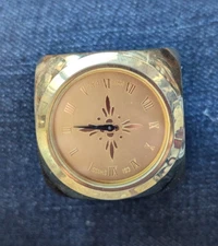 Small CSI Swiss Solid Brass Desk Clock Mohegan Sun Casino 23K GP Dial 1.5"