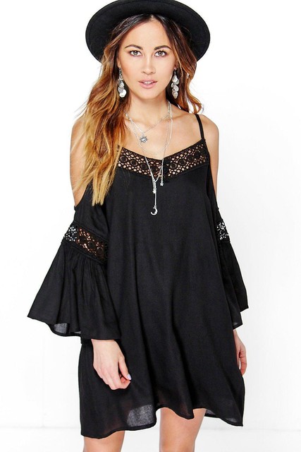 boohoo black crochet dress