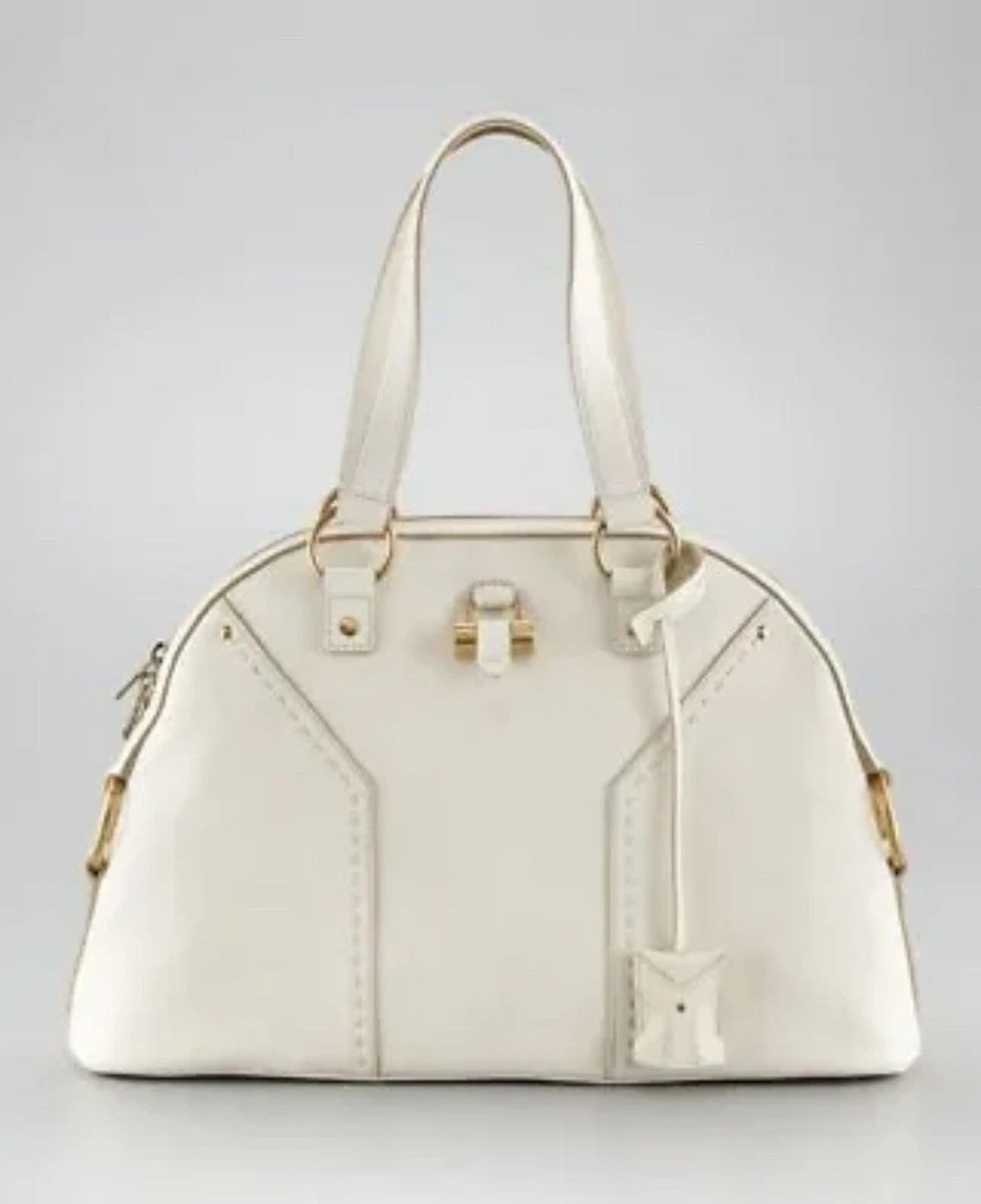 YSL Yves Saint Laurent Classic Medium Muse Ivory White Leather Bag