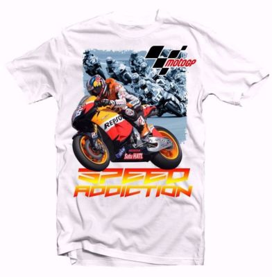 Super Bike Racing Moto GP Speed Addiction weiß Baumwolle T-Shirt 9343