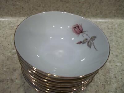 4 Johann Haviland Bavaria Germany 4 1/2'' Fruit Bowls Pink Yellow Rose White Gold