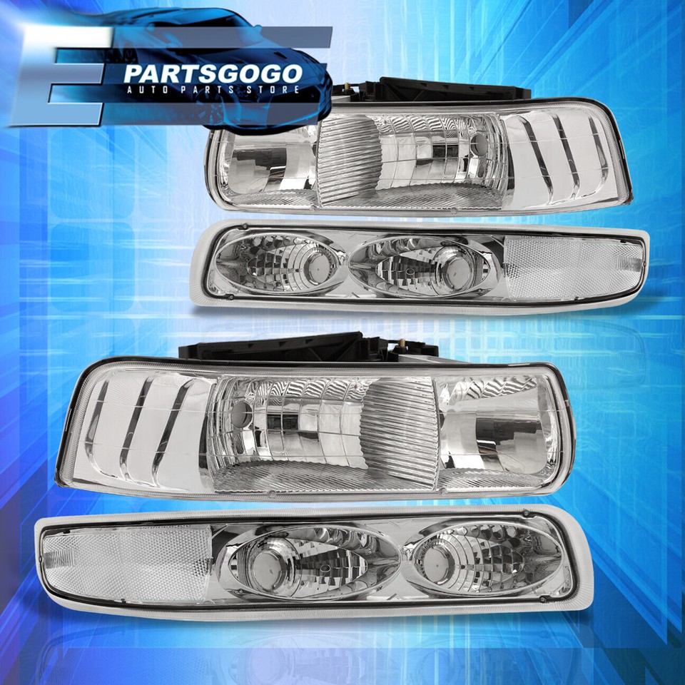 Bumpers & Parts For Chevrolet Silverado 1500 LED DRL Chrome Headlight Bumper Lamp Set For 99 02 Chevy 599250 - Foto 6